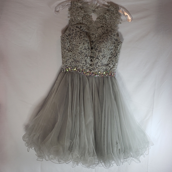 RHINESTONE  GREY PARTY DRESS!! - Picture 8 of 8
